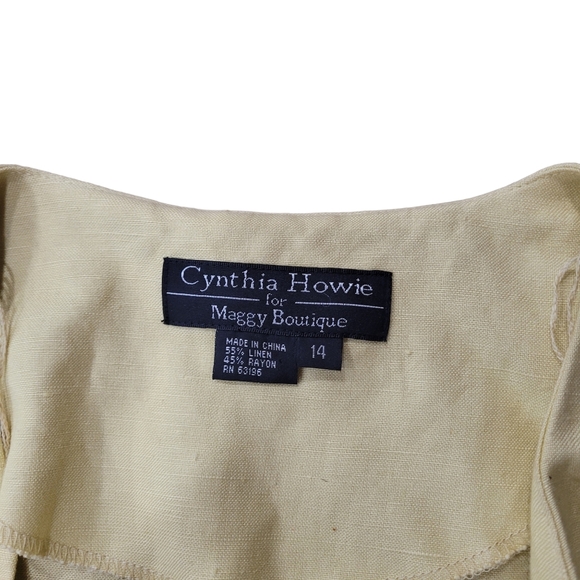 Cynthia Howie Vintage Linen Blend Jacket Subtle Flower Pattern - Picture 3 of 4